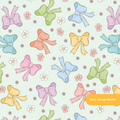 Mint Retro Bow Floral Seamless Pattern