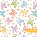 Off White Retro Bow Floral Seamless Pattern