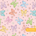 Pink Retro Bow Floral Seamless Pattern