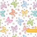 White Retro Bow Floral Seamless Pattern
