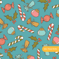 Teal Retro Christmas Trees Seamless Pattern