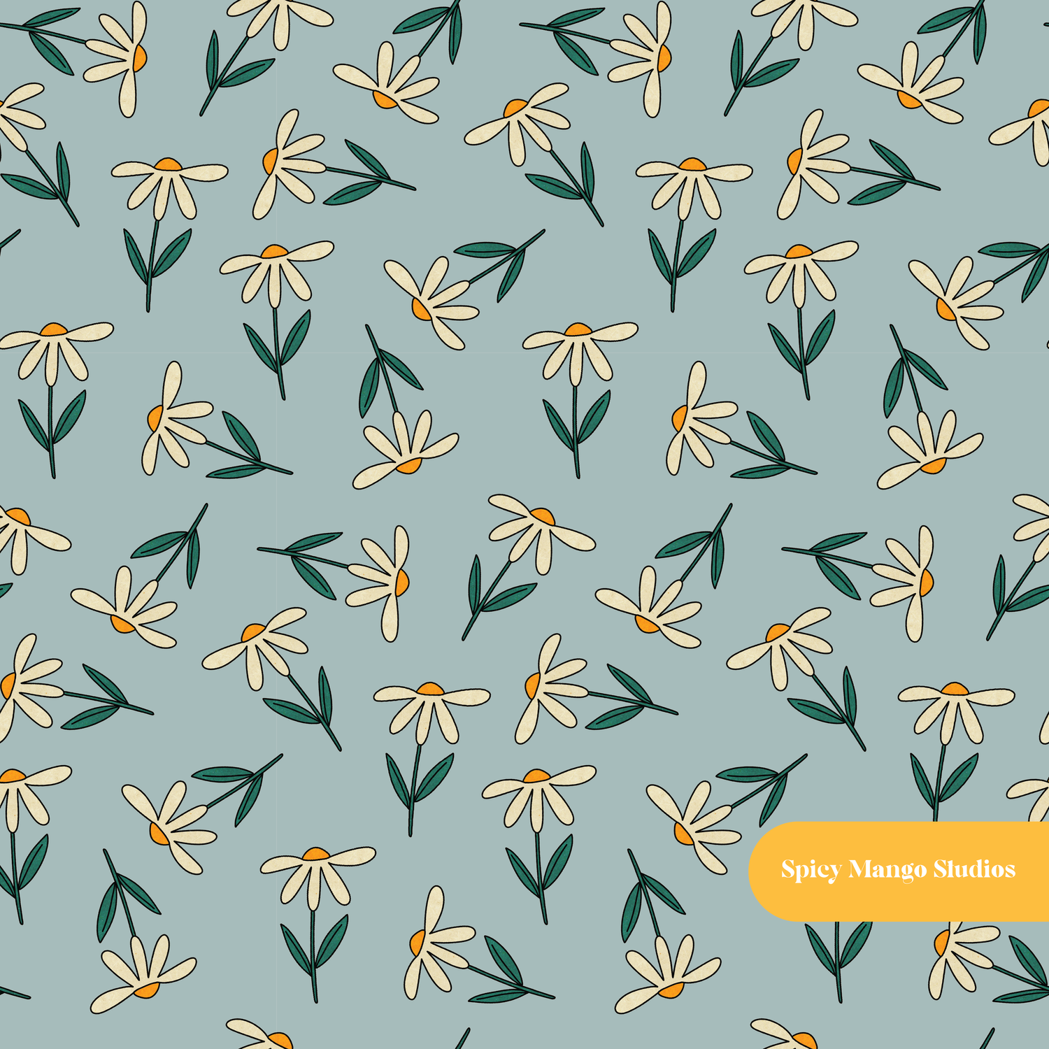 Stone Retro Daisy Seamless Pattern