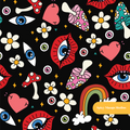 Black Retro Evil Eye Seamless Pattern