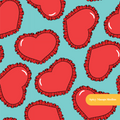 Teal Ruffled Hearts Seamless Pattern