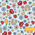 Light Blue Retro Magic Seamless Pattern