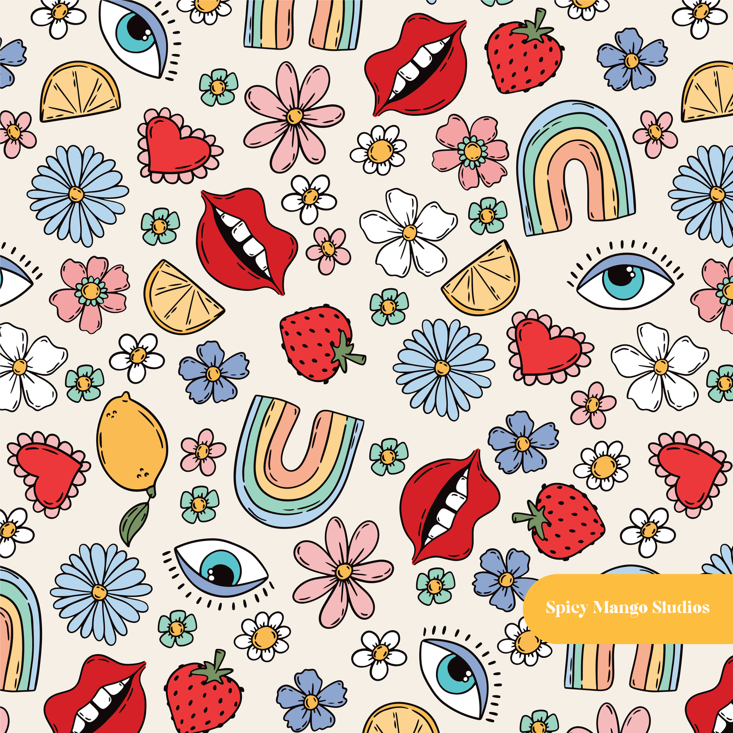Neutral Retro Magic Seamless Pattern
