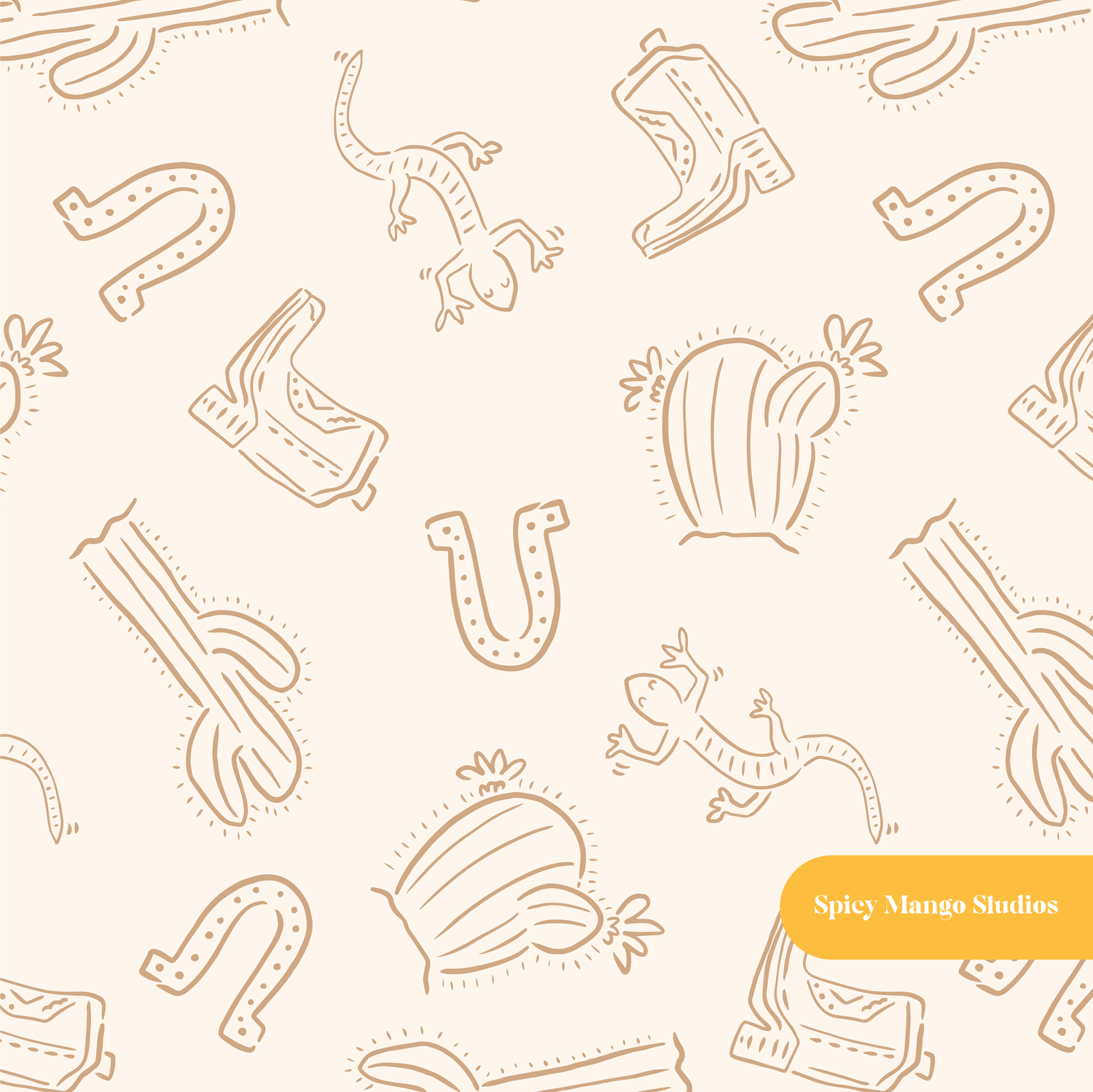 Neutral Rodeo Days Seamless Pattern