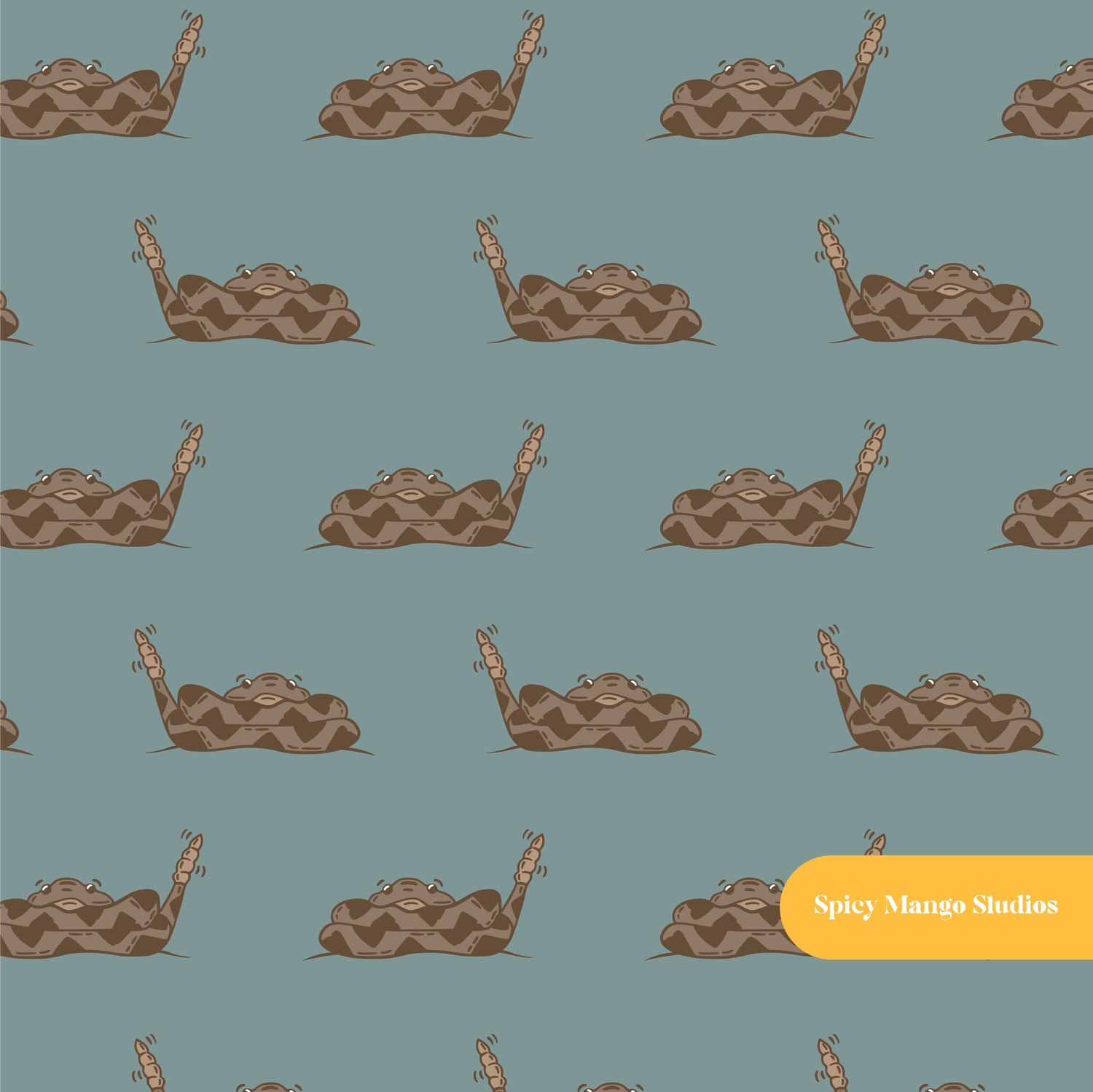 Dusty Teal Rattler Seamless Pattern