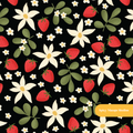 Black Strawberry Fields Floral Seamless Pattern