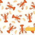 Neutral Summer Lobster Seamless Pattern