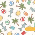 Neutral Summer Beach Medley Seamless Pattern