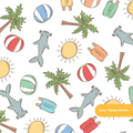 White Summer Beach Medley Seamless Pattern