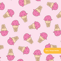 Pink Strawberry Scoops Seamless Pattern