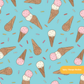 Blue Scoops Ice Cream Seamless Pattern – Digital Download