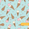 Light Blue Scoops Ice Cream Seamless Pattern – Digital Download