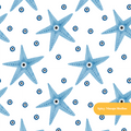 Blue Starfish Evil Eye Seamless Pattern