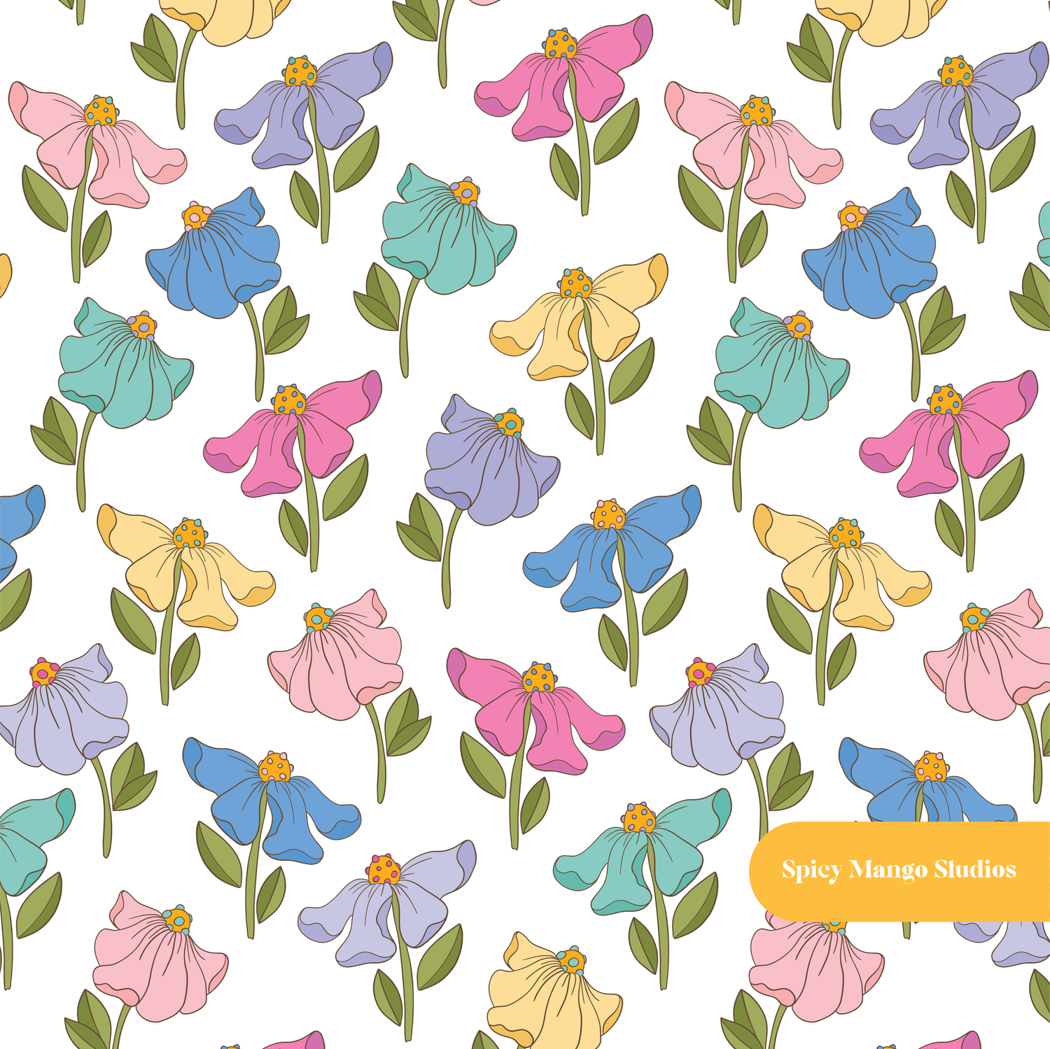 White Summer Floral Seamless Pattern