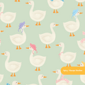 Green Spring Goose Seamless Pattern