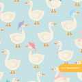 Light Blue Spring Goose Seamless Pattern