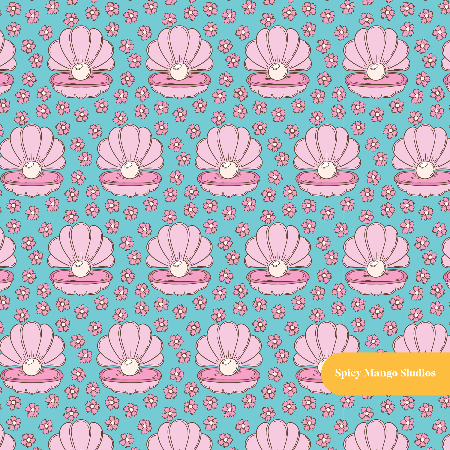 Teal and Pink Shine Bright Seamless Pattern