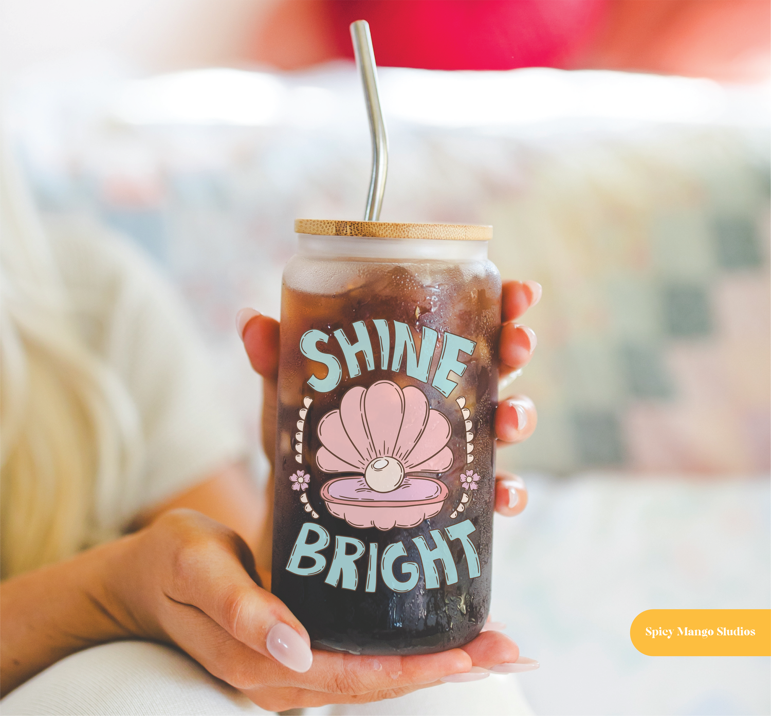 Pink Shine Bright Ocean Seashell Transparent SVG Sublimation