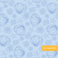 Ocean Blue Seashell Floral Seamless Pattern