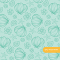 Sea foam Seashell Floral Seamless Pattern