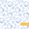 Blue Seashell Floral Seamless Pattern