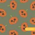 Olive Skeleton Pumpkin Seamless Pattern