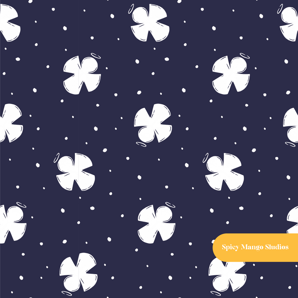 Navy Snow Angels Seamless Pattern