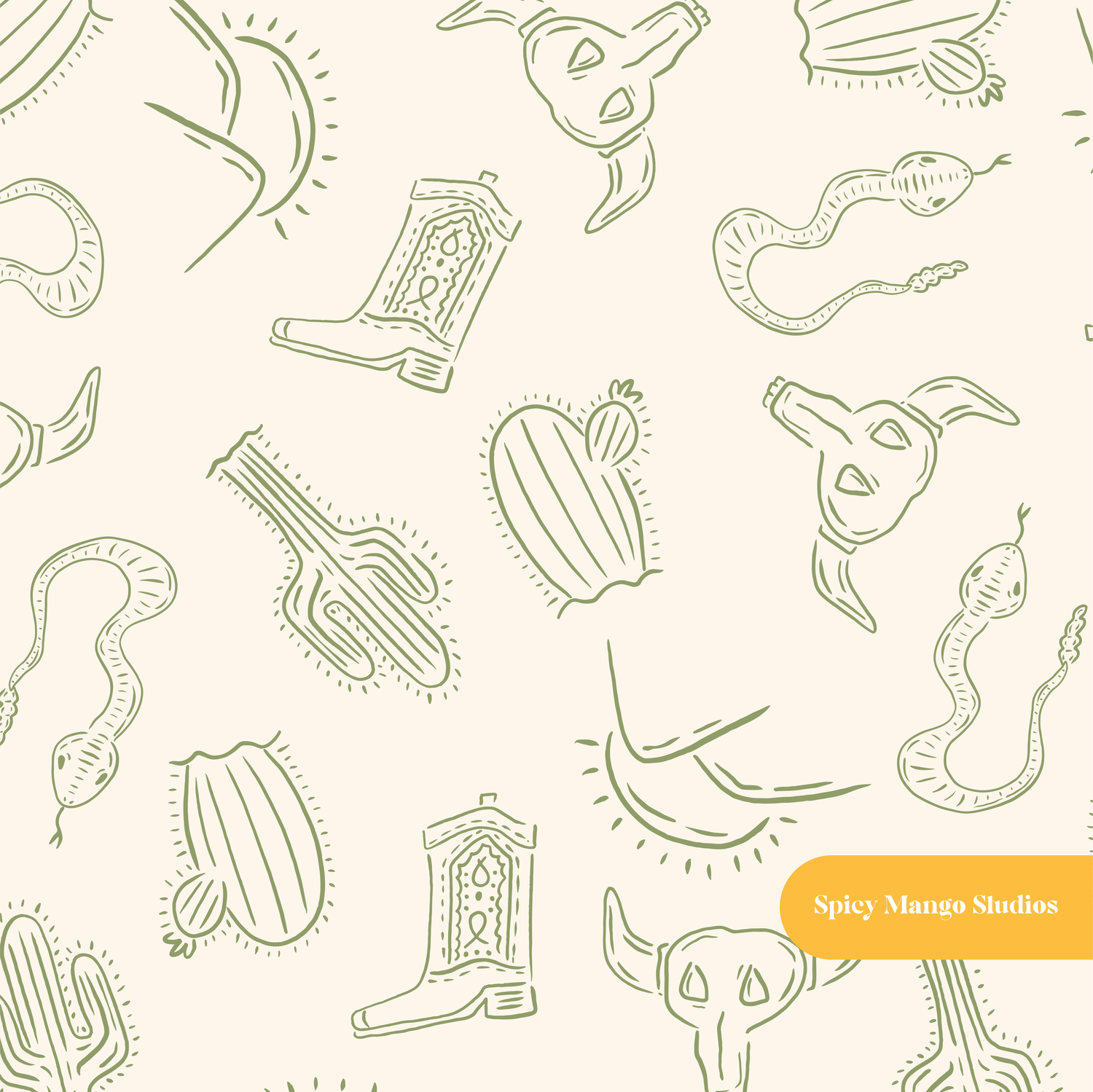 Neutral Sundown Seamless Pattern – Boho Nursery & Nature Theme Digital Download