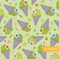Green Spooky Treats Seamless Pattern