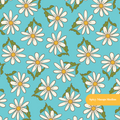 Aqua Spring Daisy Seamless Pattern