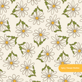 Neutral Spring Daisy Seamless Pattern