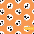 Orange Spooky Skull Halloween Seamless Pattern