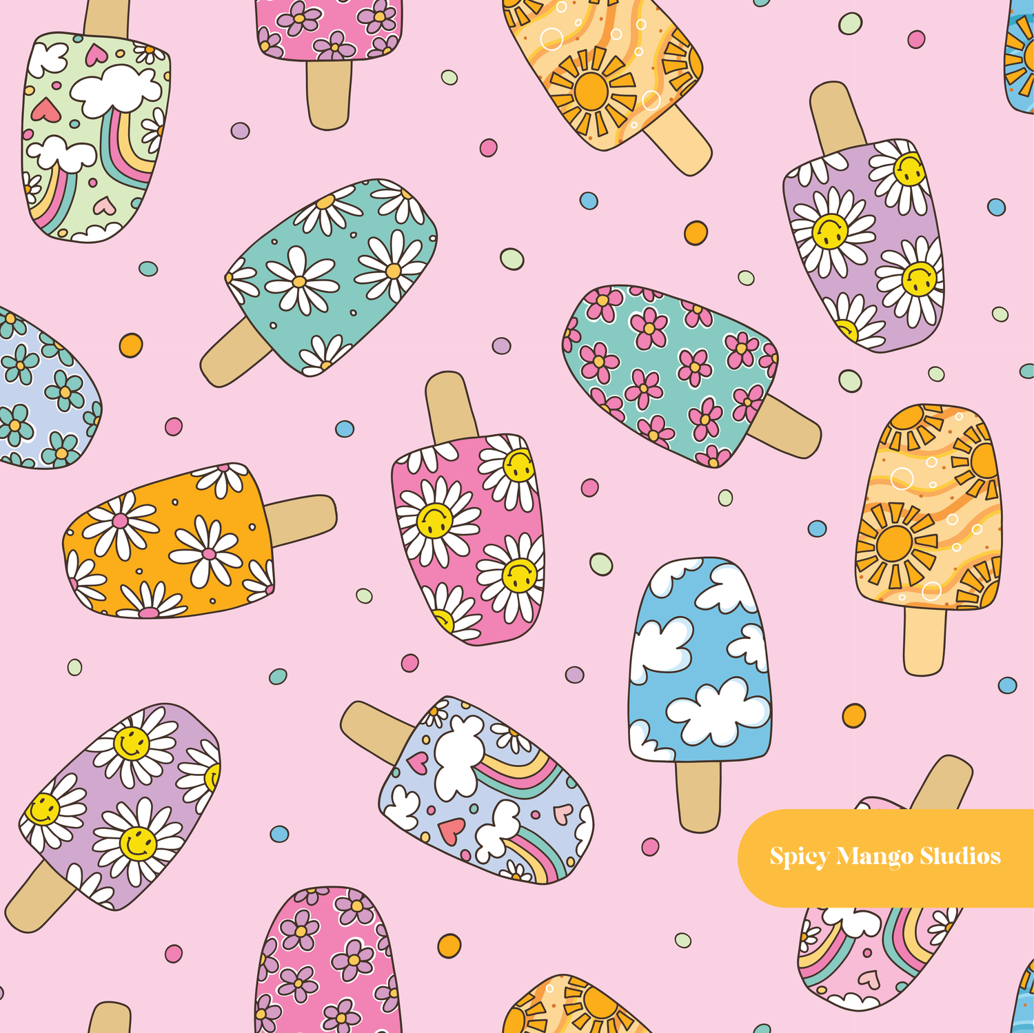 Pink Summer Popsicle Medley Seamless Pattern – Digital Download