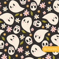 Black Spooky Vibes Seamless Pattern