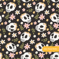 Black Spooky Vibes Skeleton Seamless Pattern