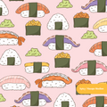 Light Pink Sushi Time Seamless Pattenr Seamless Pattern – Digital Download