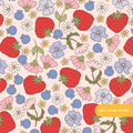 Light Peach Strawberry Dream Seamless Pattern