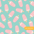 Teal Strawberries and Cream Seamless Pattern – Digital Download