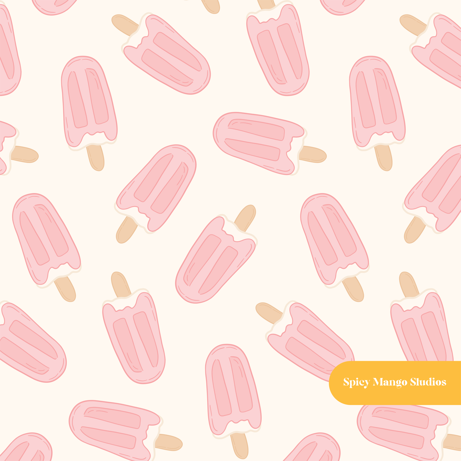 Oatmeal Strawberries and Cream Seamless Pattern – Digital Download