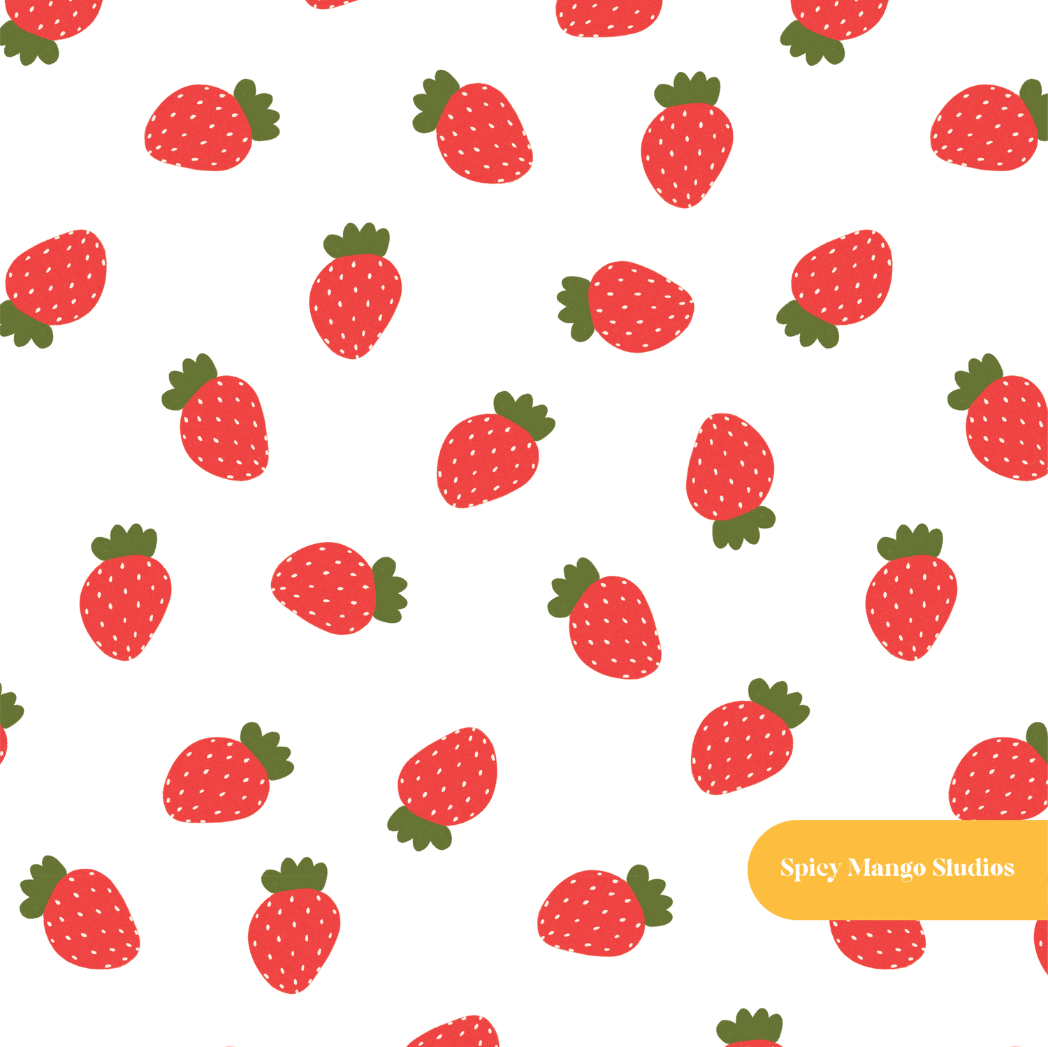 White Strawberries Seamless Pattern – Summer Nursery & Kitchen Digital Download