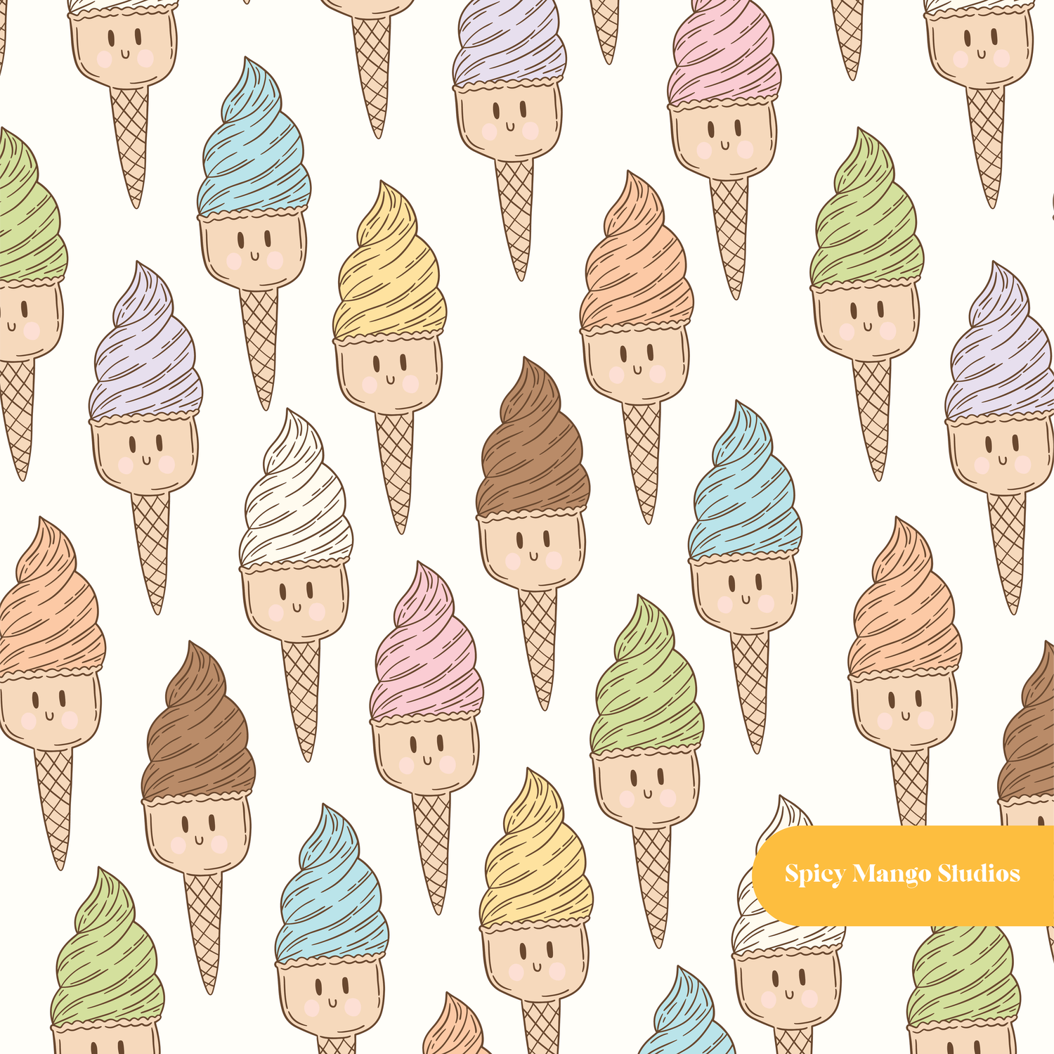 Neutral Swirly Seamless Pattern – Whimsy Nursery & Retro Digital Download