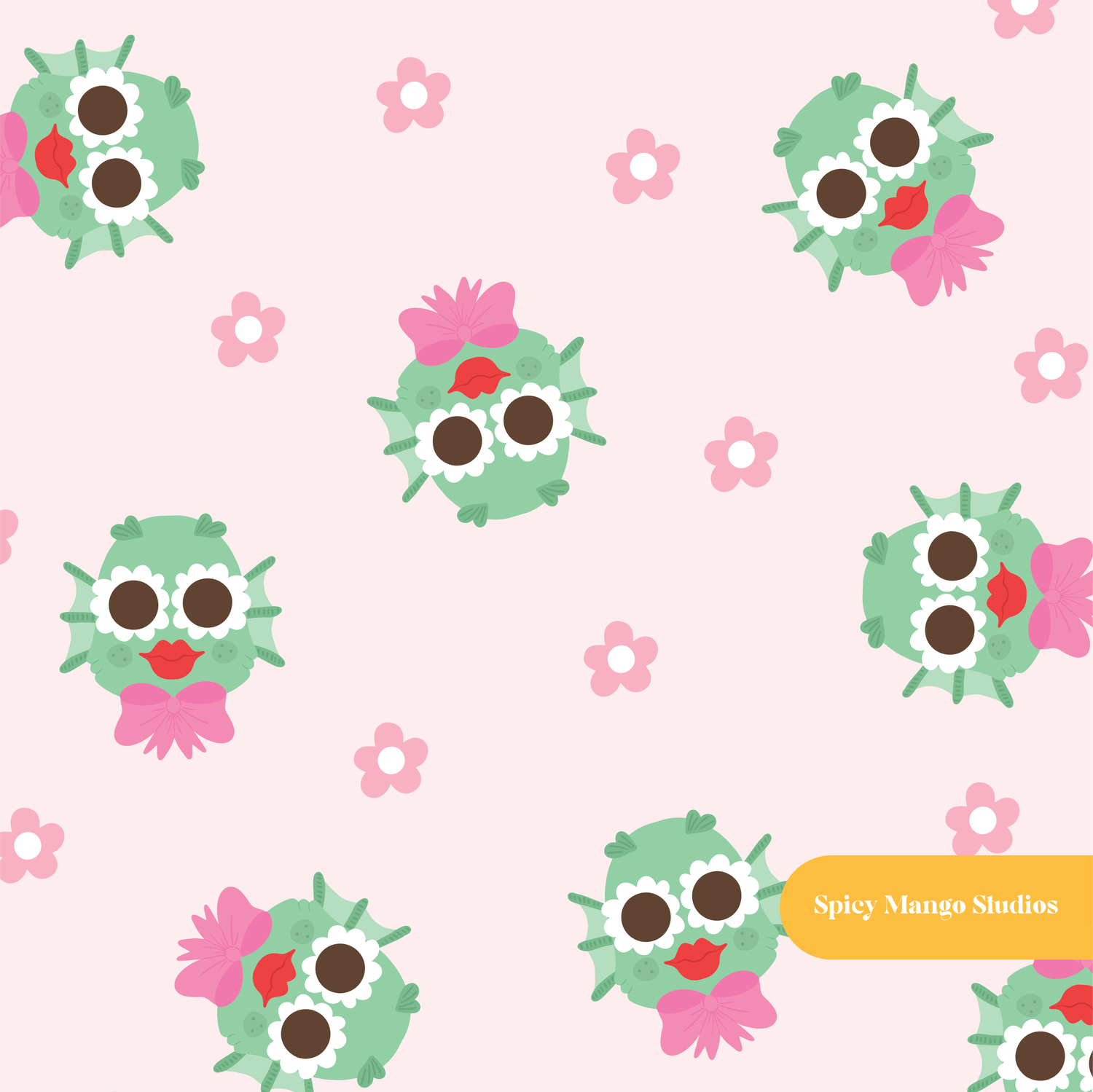 Pink Swampina Seamless Pattern – Halloween Party & Spooky Cute Digital Download