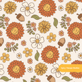 Neutral Thanksgiving Day Floral Seamless Pattern