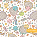 Neutral Tennis Floral Seamless Pattern