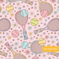 Pink Tennis Floral Seamless Pattern