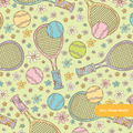 Green Tennis Floral Seamless Pattern