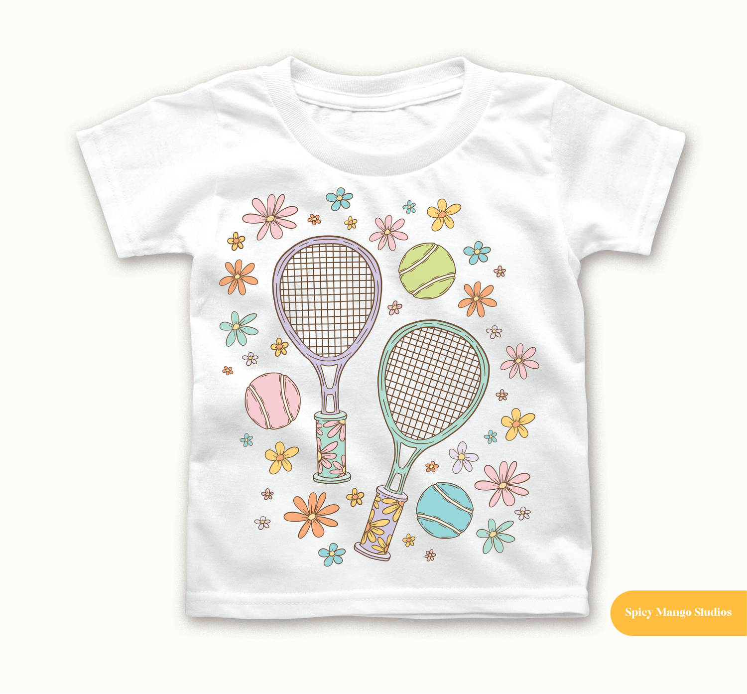 Pastel Tennis Floral Transparent SVG Sublimation